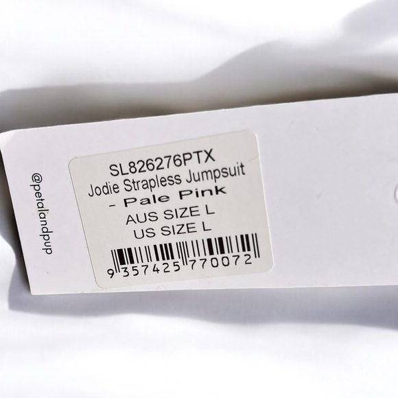 🌻NEW w.Tags Petal & Pup Jodie Pale Pink Strapless Jumpsuit Size Large - Picture 12 of 12